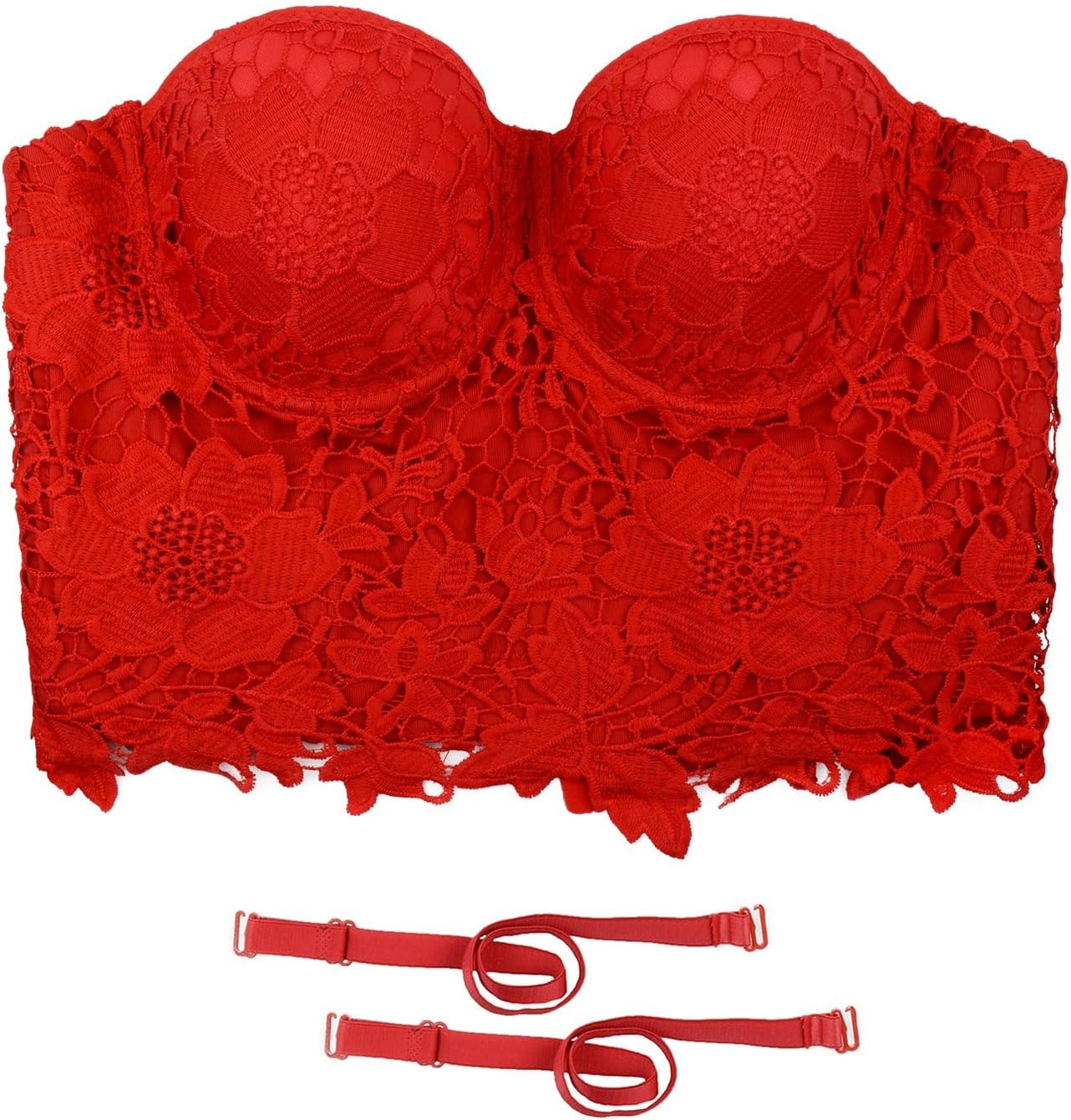 ELLACCI レディース 花柄レース ビスチェ クロップトップ ゴシック